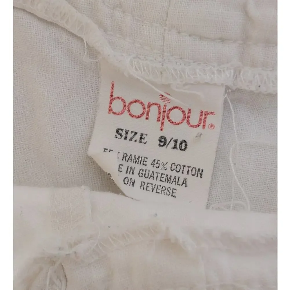 Vintage 90s White Cotton High Waist Pleated Midi Skirt Corset Yoke Waist 9/10